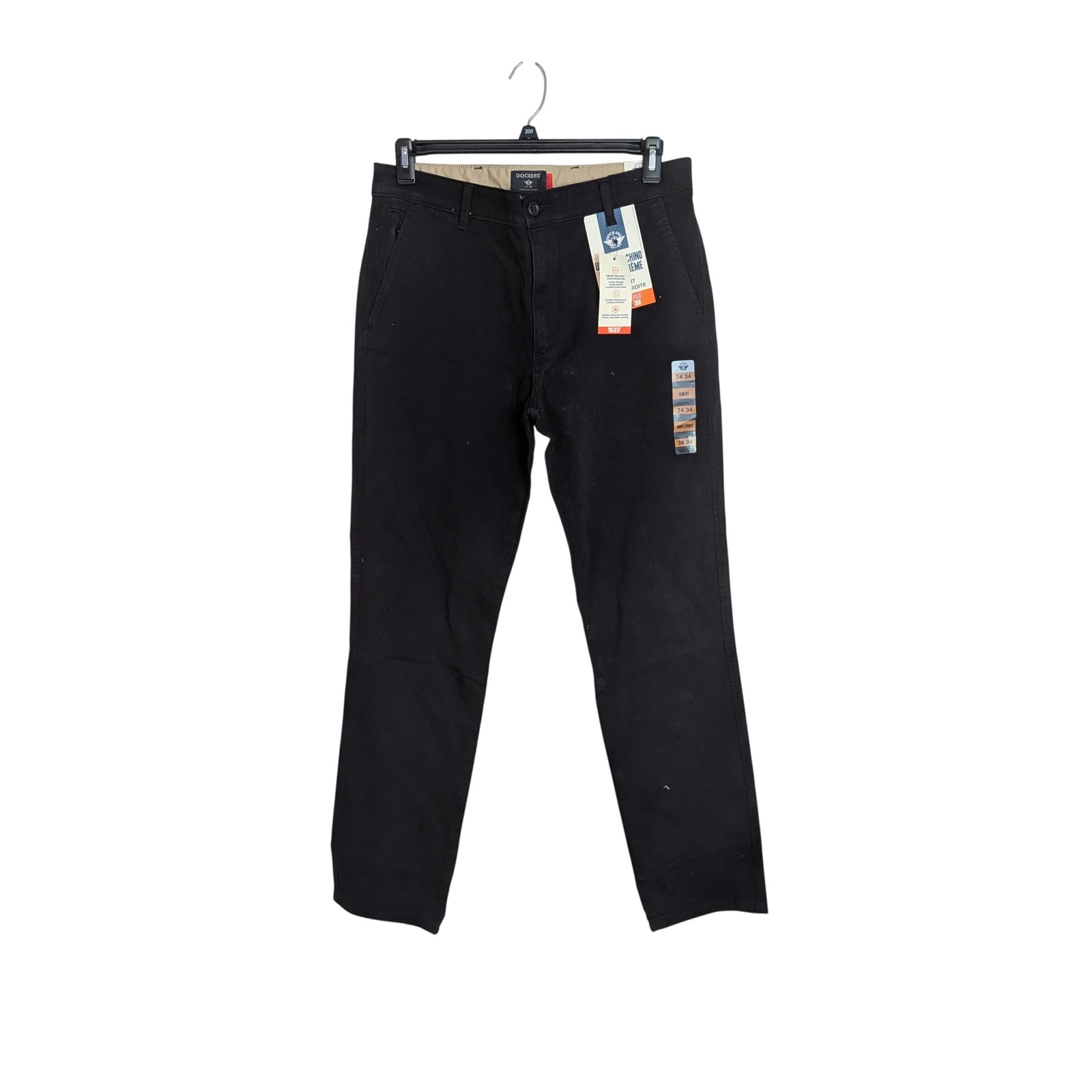 Dockers Ultimate Chino Slim Fit Black Pants Mens 34x34 Smart Series Nwt